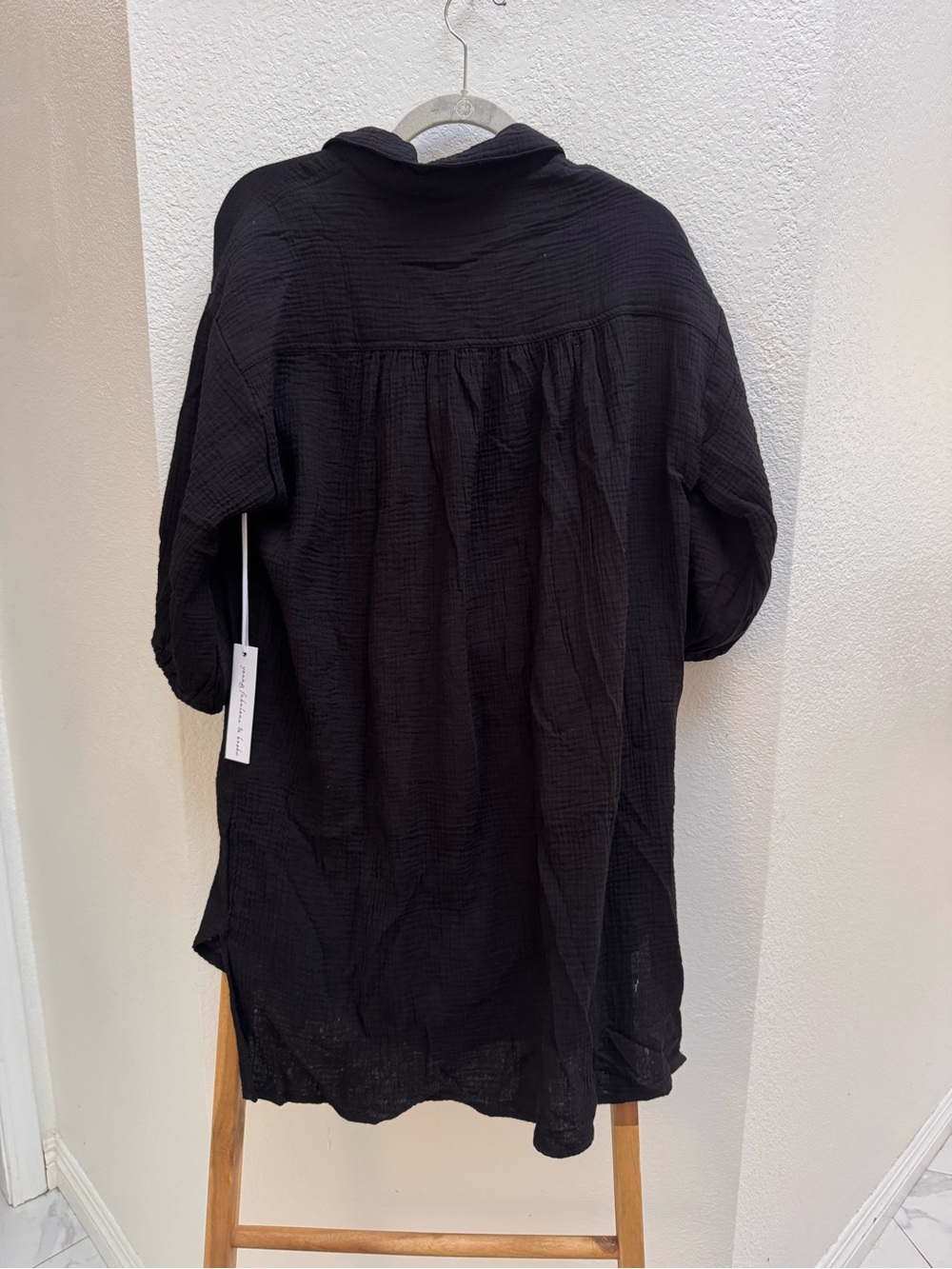 NWT Young Fabulous & Broke Black Button-Up Mini Shirt Dress 100% Cotton Size XS - Picture 8 of 9